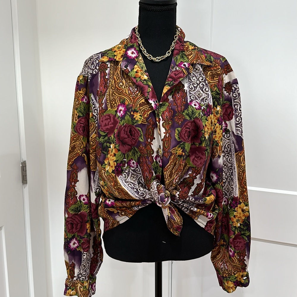Vintage Floral Print Blouse